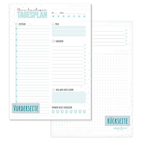 A5 Daily Planner Block, Mint, 50 Sheets, Daily Planner with To-Do List, Schedule, Priorities, Day Highlights and More from Trendstuff By Häfft, Sustainable & Climate Neutral