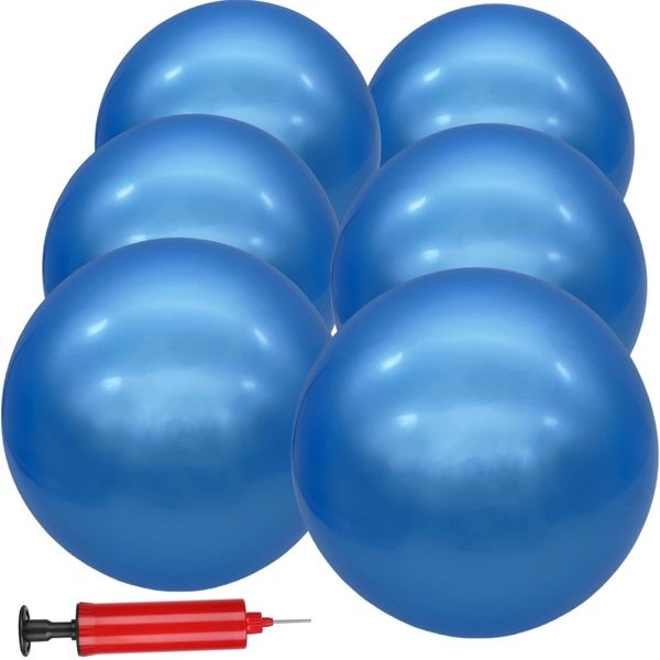 GCQJOQ 6 Pcs 9 Inch Inflatable Bouncy Balls with Hand Air Pump for Indoor Outdoor Play Balls (Blue)