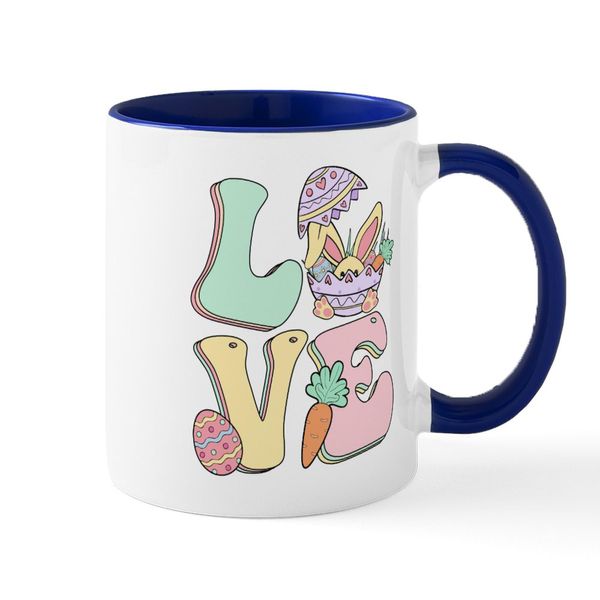 CafePress Happy Easter Love Mugs 11 oz (325 ml) Ceramic Coffee Mug