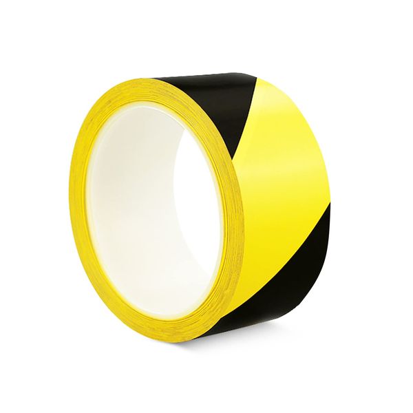 ALBOYI Black Yellow Hazard Warning Tape 1 Roll, 48mmX20m Safety Tape Self Adhesive, Caution Tape for Floor Marking Barrier Tape