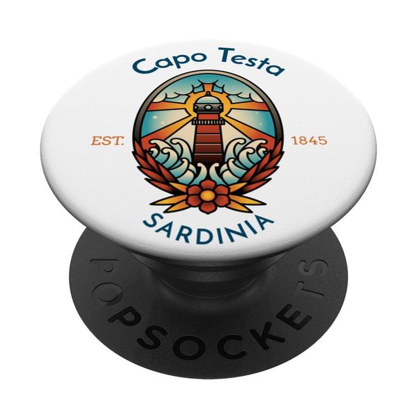 Capo Testa Lighthouse Sardinia Italy PopSockets Swappable PopGrip
