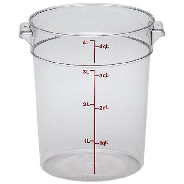 Cambro RFSCW4135 Camwear Round Food Storage Container, Polycarbonate, 4-Quart, Clear, NSF