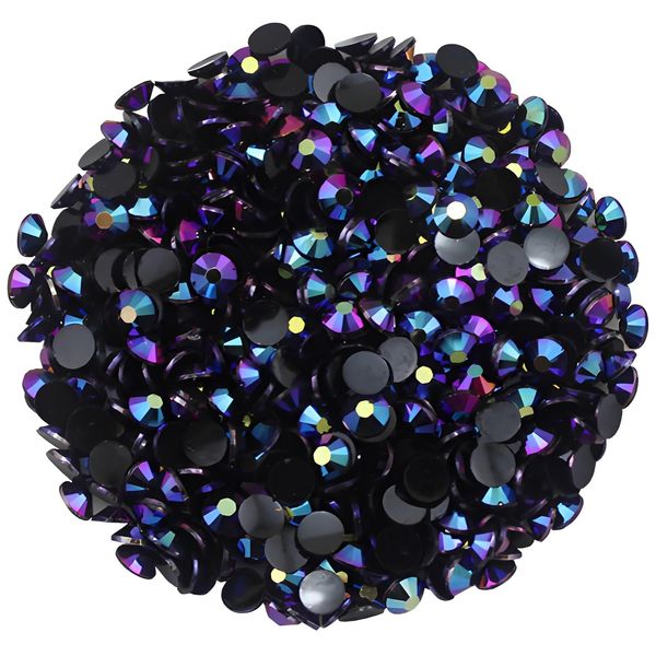 4500 Pcs SS12 3mm AB Flatback Rhinestones for Nails Art Crafts Glitter Round Shine Gems Crystals DIY Clothes Shoes （Black-Bottom Purple Red AB）