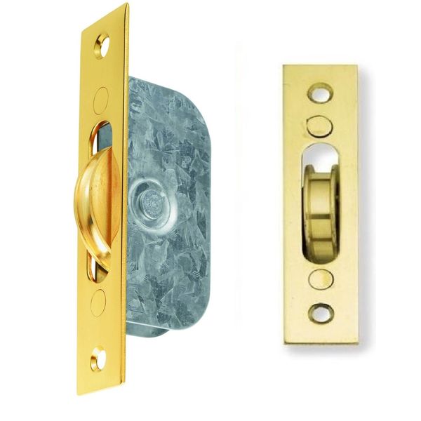Carlisle Brass Roller Sash Window Axle Pulley with Square Brass Forend & Wheel