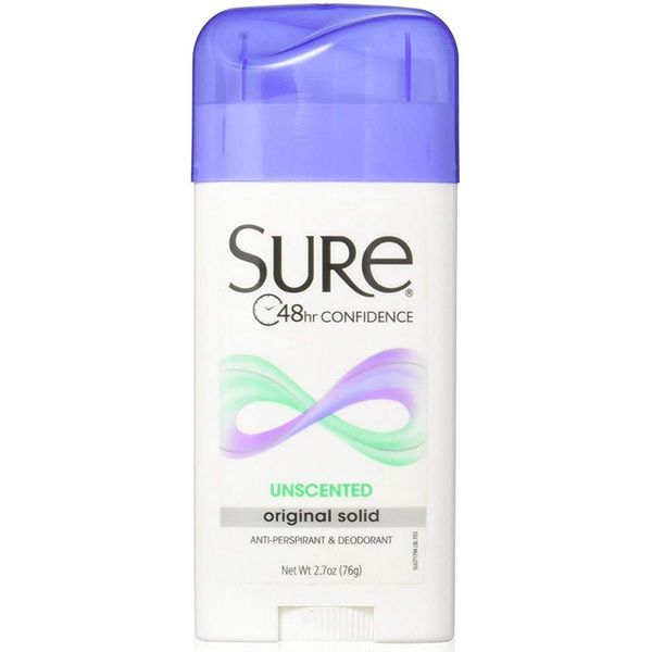 Sure Deodorant Original Solid-Unscented-2.7 oz (Quantity of 5)