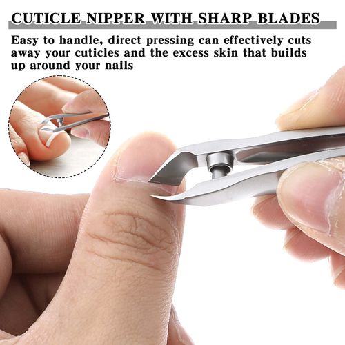 JIEYAO Cuticle Nipper con pusher, 2 in 1 Cuticle Trimmer con custodia portatile Tweezers Design Pointed Cuticle Cutter Nipper, taglio preciso di unghie sospese per unghie dei piedi