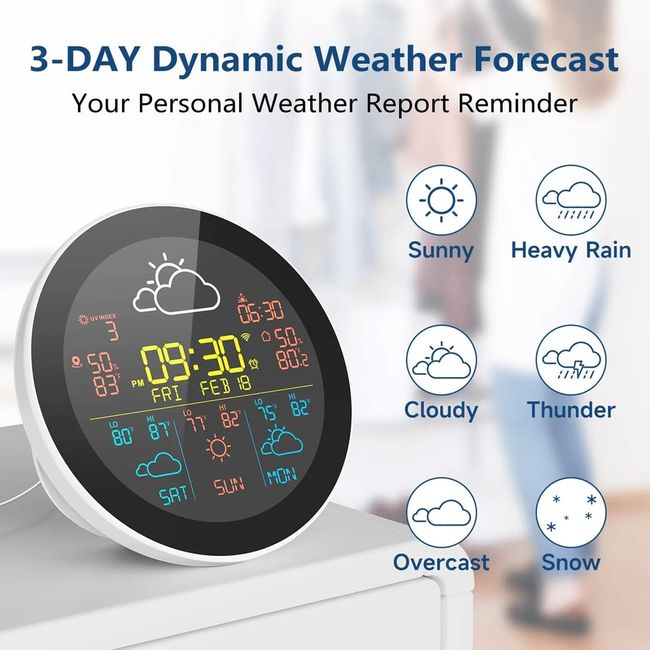 Amir Indoor Outdoor Thermometer, 3 Channels Digital Hygrometer Thermometer with 3 Sensor, Humidity Monitor Wireless with LCD Display, Room Thermometer