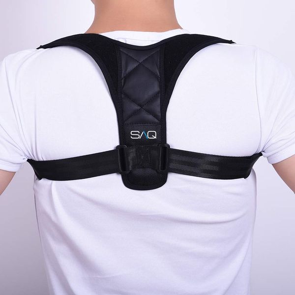 Back Posture Corrector Spinal Support Posture Brace for Men and Women - Back, Neck, Shoulder Pain Relief and Spinal Realignment Black - Free Neck Massager, Self Heating Neck Massager by S.A.Q