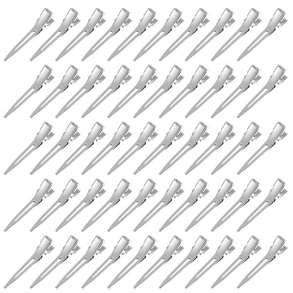 FUGOUDE 50 x 45 mm Hair Clips, Set of 50, Alligator Clips, Bangs, Haircuts, Beauty Industry, Hairpins, Alligator Clips, Stainless Steel Bangs Clips