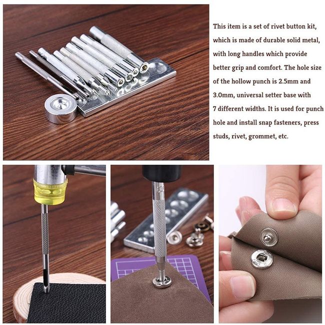 New 11Pcs Snap Rivet Fastener Buttons Installation Tool Kit For DIY Leather  Crafts Hand Punch Tool