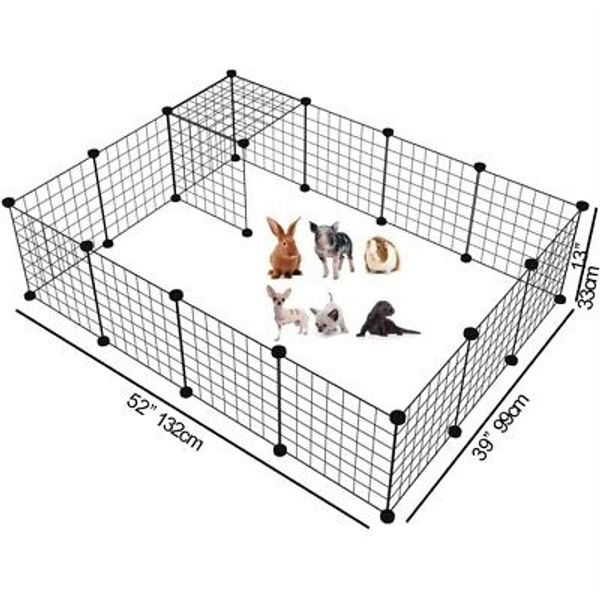 Pet Playpen Small Animal Cage Indoor Portable Metal Wire Yard Fence 16 Pieces