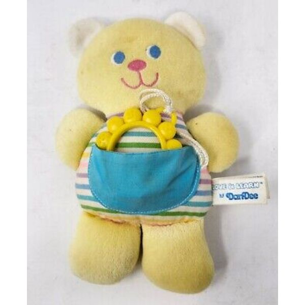 Vintage Dan Dee LOVE & LEARN Plush Bear Activity Lovey Stuffed Teething Toy