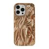 Caseative for iPhone 14 Pro Max Case,Pleated Water Ripple Chrome Wave Pattern Soft Phone Case (Gold)