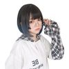 FESHFEN Wig, Bob, Short, Princess Cut, Full Wig, Women's, Straight, Natural, Halloween, Small Face, Harajuku Style, Bangs, Daily Use, Heat Resistant, Gradient Black x Blue