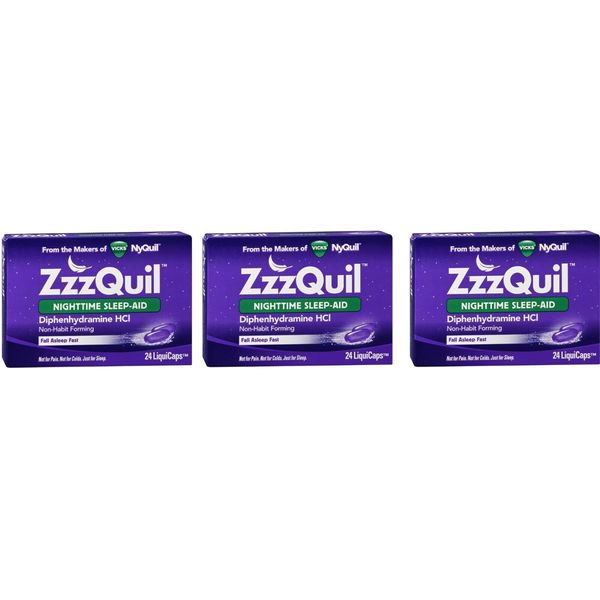 ZZZQuil Nighttime Sleep-Aid LiquiCaps 24ct (3 Pack)