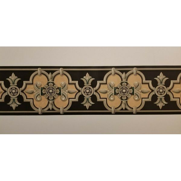DECORATIVE DESIGN W/BLACK BACKGROUND WALLPAPER BORDER by IMPERIAL