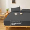 Microfibre Fitted Sheets Luxurious Easy Care Super Soft All Year Round Bed Sheets (Charcoal, Double)
