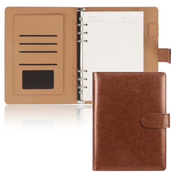 Skycase ringbuch a5,ringbuch a5 nachfüllbar,A5 Binder Notizbuch Ordner Portfolio,6 Löcher Loseblatt Binder PU Leder,Nachfüllbares Notizbuch Ringbuch A5 Tagebuch,Ringbinder Planer DIN A5 (Braun)