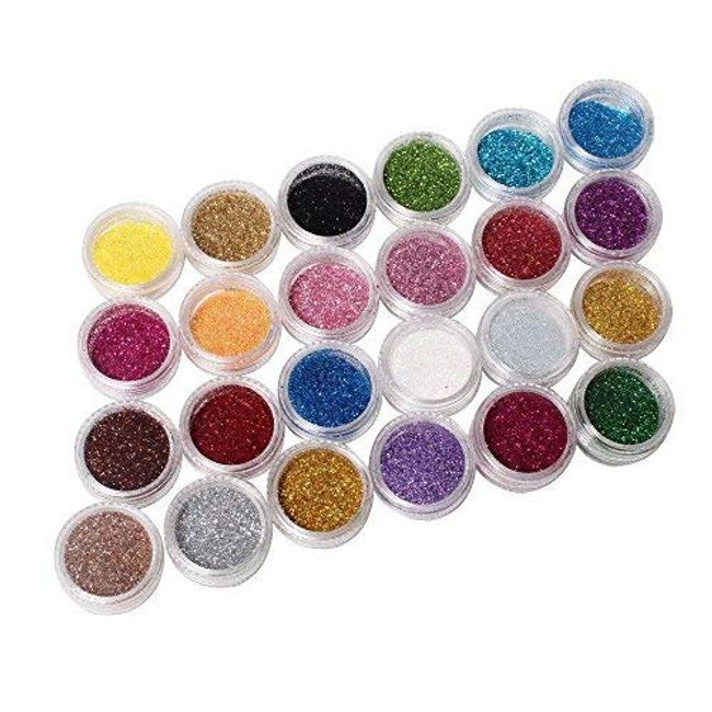 Ardisle 24 Pots Of Coloured Glitter Manicure Palette Shinning Nails Pigment Nail Art