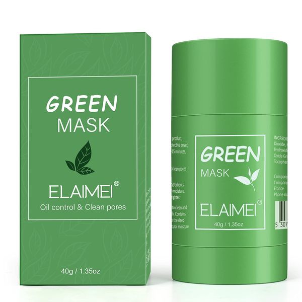 Green Tea Mask Stick for Blackhead Remover, Grüner Tee Cleansing Maske Stick, Purifying Clay Green Tea Mask, Gesichtsmaske Moisturizer Oil Control Solid Maske für alle Hauttypen