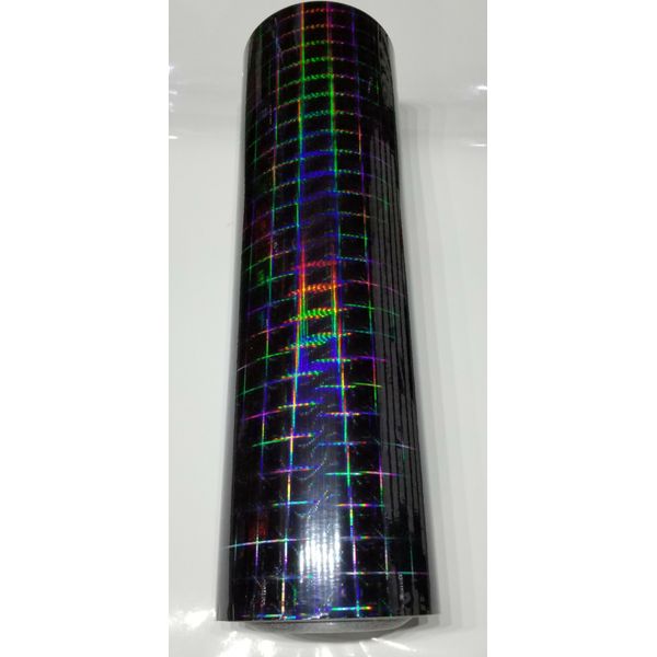 Black Plaid Pattern Holographic Diffractive Sign Vinyl 24" x 6 ft Roll