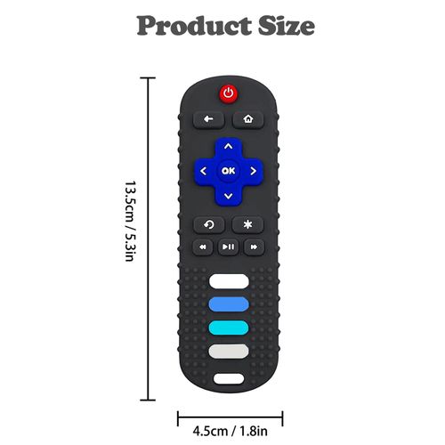 Silicone Baby Teething Toys for Babies 3 6 18 24 Months,Baby Silicone Chew Toys,Remote Control Shape Teething Toys,BPA Free (L-BlackBlue)