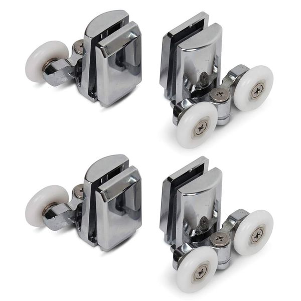 YUANQIAN Stainless Steel 23mm Shower Door Twin Rollers Runners – Set of 4-Top & Bottom