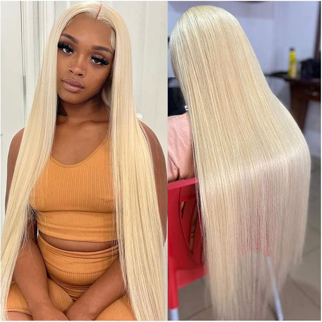 CYIKLI Blonde Lace Front Wig Human Hair Wigs for Women 13x4x1 Lace Straight Brazilian Virgin Human Hair Lace Frontal Wigs Human Hair, 28 Inch