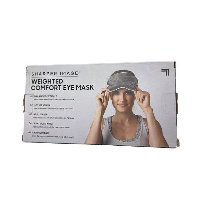 Sharper Image Weighted Comfort Eye Mask Grey Gray Hot Cold Insert Light Blocking