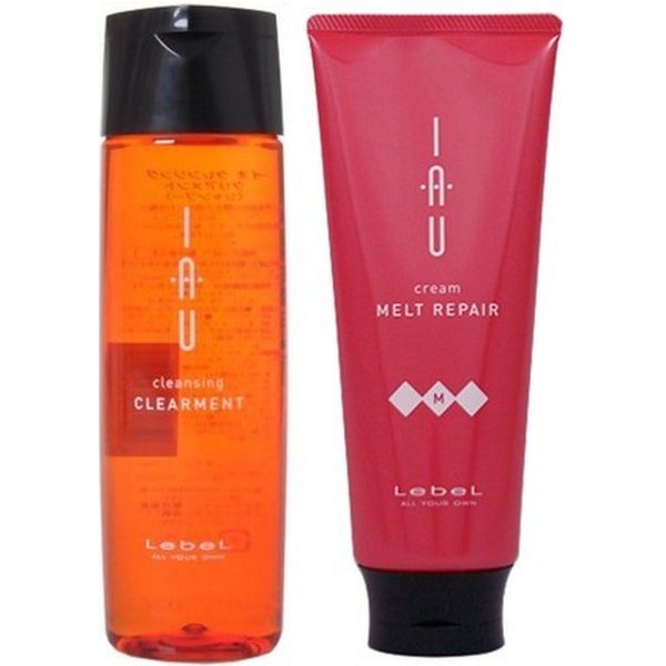 Lebel IAU Cleansing Clearment Hair Shampoo 200ml & Lebel IAU Melt Repair Hair Treatment 200ml Set (Green Tea Set)