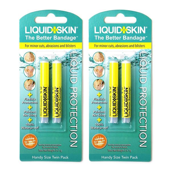 Liquid Skin® - Highly effective liquid plaster, easy to apply 'no sting' formula. Two Blister Packs (4 x 1g pipette)