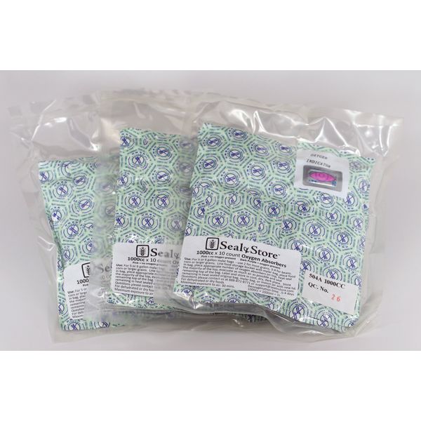 (40) 1,000cc Oxygen Absorbers OxyFree w OxyEye in (2) Bags of 20 Each for Dehydrated, Freeze Dried, and Long Term Food Storage