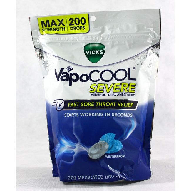 Vicks VapoCOOL WinterFrost Menthol 200 Medicated Drops Exp 05/2025 Free Shipping