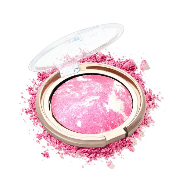 Baked Powder Blush-Brighten Glow Marbleized Blush Powder Palette,Lightweight Shimmery Cruelty-Free face Blush for Cheeks,Eyeshadow & Highlight,Makeup Gift for Women rubores de maquillaje(0.49Ounce)-02