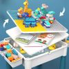 WXQ Kids Table & Chair Block Play Block Table Learning Puzzle Multifunction Assembly Combi Table Learning Drawing Dinning Fish Pool (342 Building Blocks)