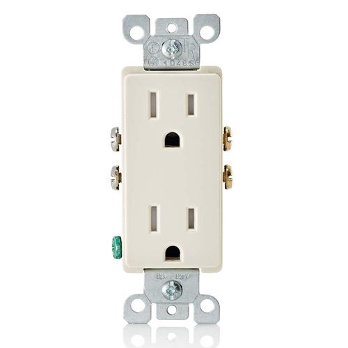 Leviton T5325 15 Amp Decora Tamper-Resistant Duplex Electrical Wall Outlet - Light Almond