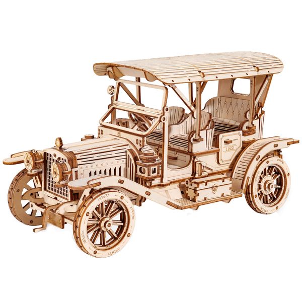 ROBOTIME 3D Puzzle Vintage Car, Wooden Model Kits for Adults to Build, Mechanical Construction Craft Kit Gift for Adults and Teens