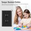 Black Outlet Socket, Decora Duplex Receptacle 15 Amp, 125 Volt With plate 10Pack