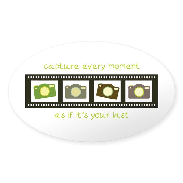 CafePress Camera Moment Sticker Oval Car Bumper Sticker(10-Pack)