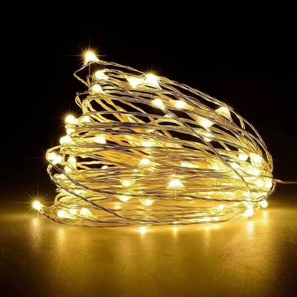 LED Illumination Light, USB Type, String Light, Copper Wire, 32.8 ft (10 m), 100 Bulbs, Indoor/Outdoor, Halloween, Christmas, Birthday, Garden Light (USB Type, Yellow)