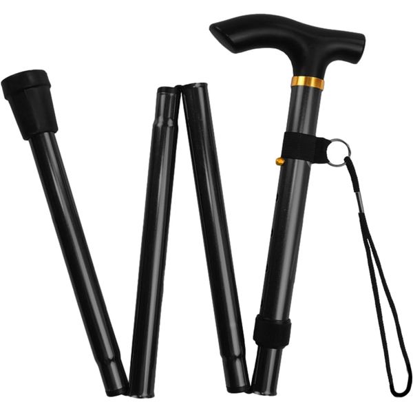 Divine-UK@Healthcare Walking Stick, Flexible and Durable Walking Aid, Collapsible Walking Stick and Mobility Aid, Adjustable from 33-37 inches, Black