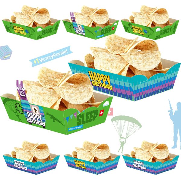 Video Games Birthday Snack Decorations, 24pcs for Nite Set Food Trays for Game Fans Birthday Party Supplies Kids Boys Birthday Party Snack Trays