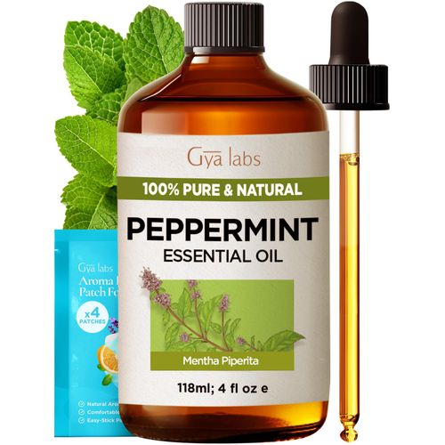 Gya Labs Peppermint Essential Oil for Diffuser & Hair - Huge 4 Fl Oz - 100% Pure Natural Peppermint Oil for Skin, Face, Body, Self-Care, Aromatherapy & Candle Making Scent