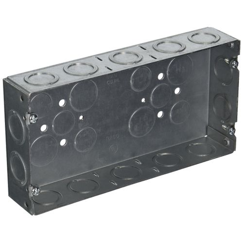 RACO 952 3-Gang 1-5/8-Inch Deep Welded Gang Electrical Box with (14) Concentric 1/2-Inch and 3/4-Inch Knockouts