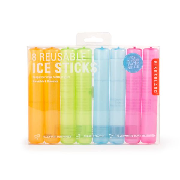 8 Kikkerland Reusable Ice Sticks for Chilling Drinks