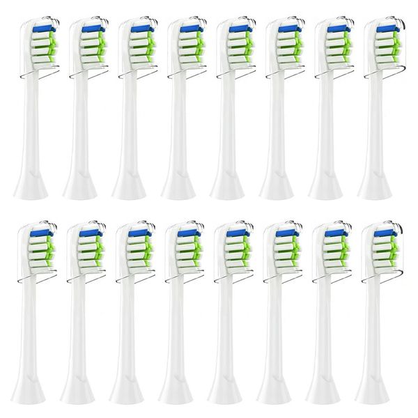 SGcreation 16 Piece Set (Phillips Sonica Kids Diamond Clean, Diamond Mini Compatible, Electric Toothbrush Replacement Brush, Kids, Compact) A, White, M Size