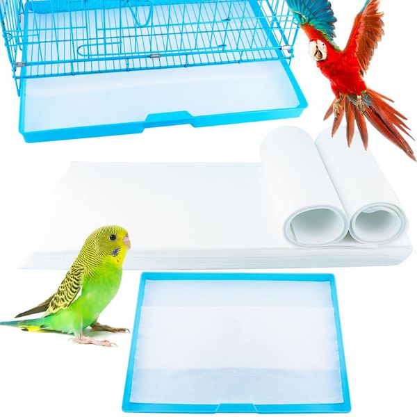 DQITJ 60 Pcs Thicken Large Size Bird Cage Liner Papers Disposable Bird Cage Liners Precut Absorbent Pet Cages Cushion for Bird Parrot (23 inch x 11 inch)