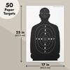 Maplefield 50 Pack Bulk Paper Shooting Targets for Range Practice, Silhouette-Style Design for Training with Airsoft, BB, Pellet Guns and More (17 x 25 Inches)