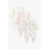 Baby Girl Pink 3 Pack Sleepsuits