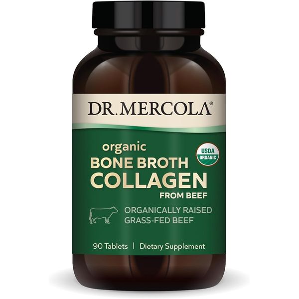 Dr  Mercola Organic Bone beef Broth Collagen 90 Tabs, Supports bone and joint